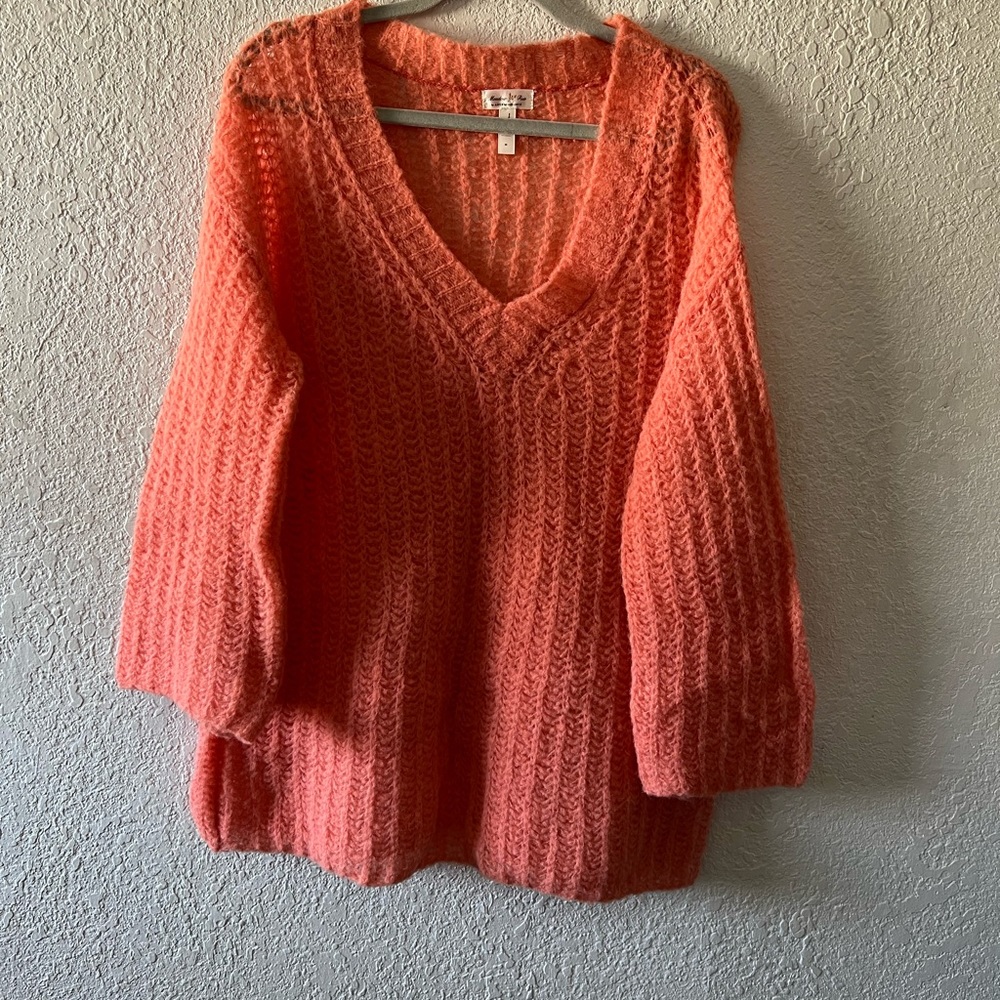 Anthropologie Meadow Rue Oversized Alpaca open knit Sweater